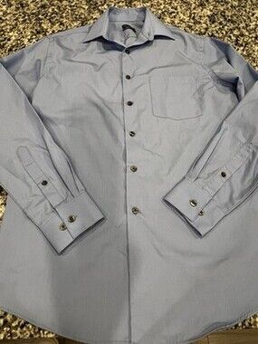 Van Heusen Blue Dress Shirt 14.5 32/33 Wrinkle Free Regular Fit